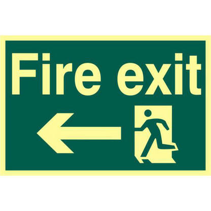 ASEC Fire Exit 200mm x 300mm PVC Self Adhesive Photo luminescent Sign