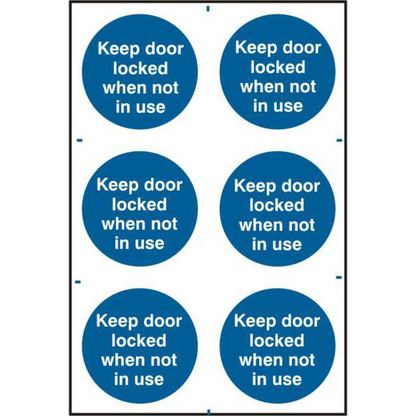 ASEC Keep Door Locked When Not In Use 200mm x 300mm PVC Self Adhesive Sign