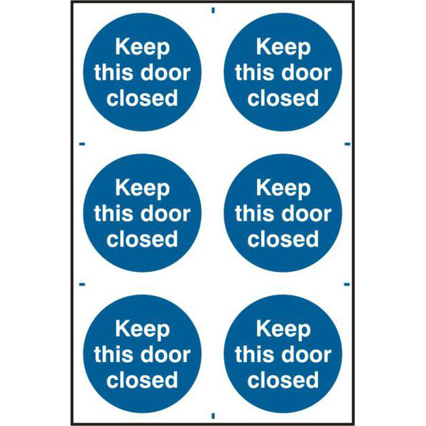 ASEC Keep This Door Closed 200mm x 300mm PVC Self Adhesive Sign