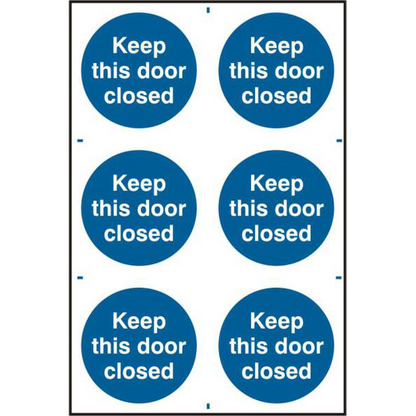 ASEC Keep This Door Closed 200mm x 300mm PVC Self Adhesive Sign