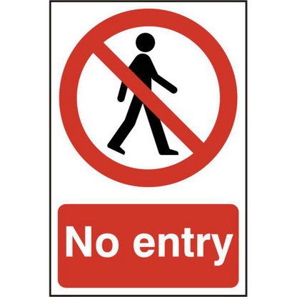 ASEC No Entry 200mm x 300mm PVC Self Adhesive Sign