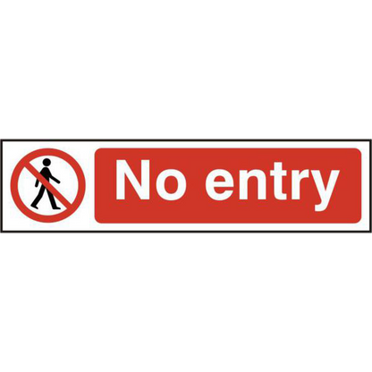 ASEC No Entry 200mm x 50mm PVC Self Adhesive Sign