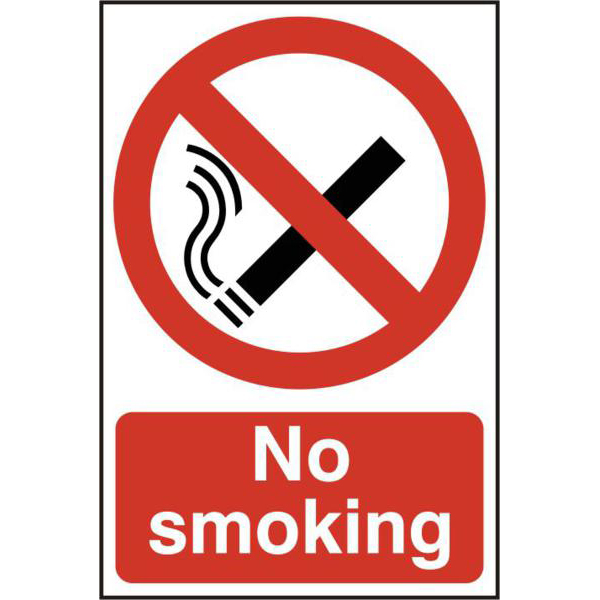 ASEC No Smoking 200mm x 300mm PVC Self Adhesive Sign