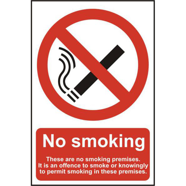 ASEC No Smoking 200mm x 300mm PVC Self Adhesive Sign