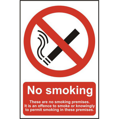 ASEC No Smoking 200mm x 300mm PVC Self Adhesive Sign