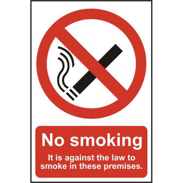 ASEC No Smoking 200mm x 300mm PVC Self Adhesive Sign