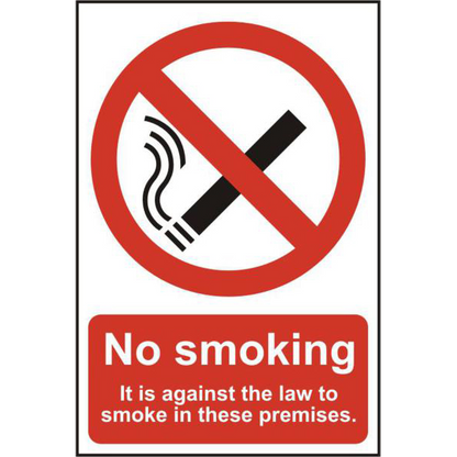 ASEC No Smoking 200mm x 300mm PVC Self Adhesive Sign