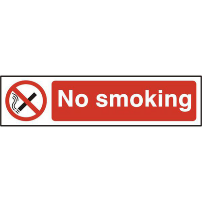 ASEC No Smoking 200mm x 50mm PVC Self Adhesive Sign