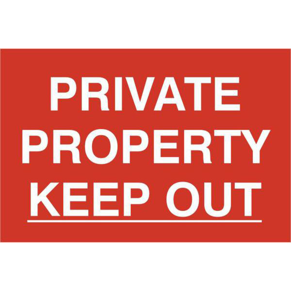 ASEC Private Property Keep Out 200mm x 300mm PVC Self Adhesive Sign