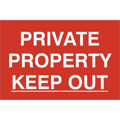 ASEC Private Property Keep Out 200mm x 300mm PVC Self Adhesive Sign