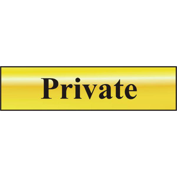 ASEC Private 200mm x 50mm Gold Self Adhesive Sign