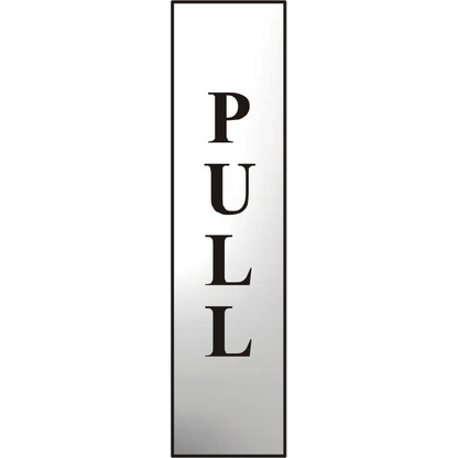 ASEC Pull 200mm x 50mm Chrome Self Adhesive Sign