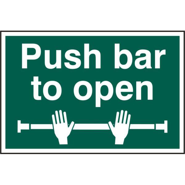 ASEC Push Bar To Open 200mm x 300mm PVC Self Adhesive Sign