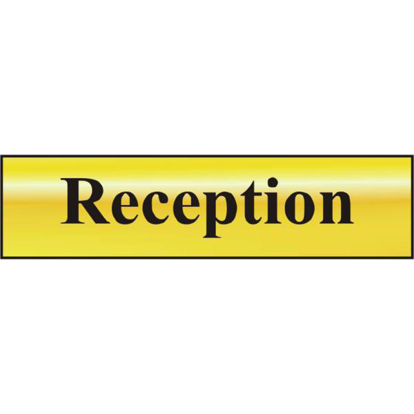 ASEC Reception 200mm x 50mm Gold Self Adhesive Sign