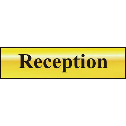 ASEC Reception 200mm x 50mm Gold Self Adhesive Sign