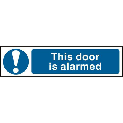 ASEC This Door Is Alarmed 200mm x 50mm PVC Self Adhesive Sign