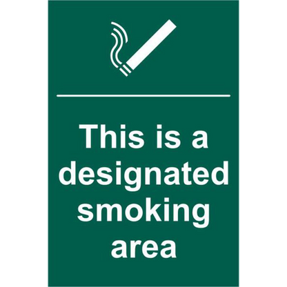 ASEC This Is A Designated Smoking Area 200mm x 300mm PVC Self Adhesive Sign