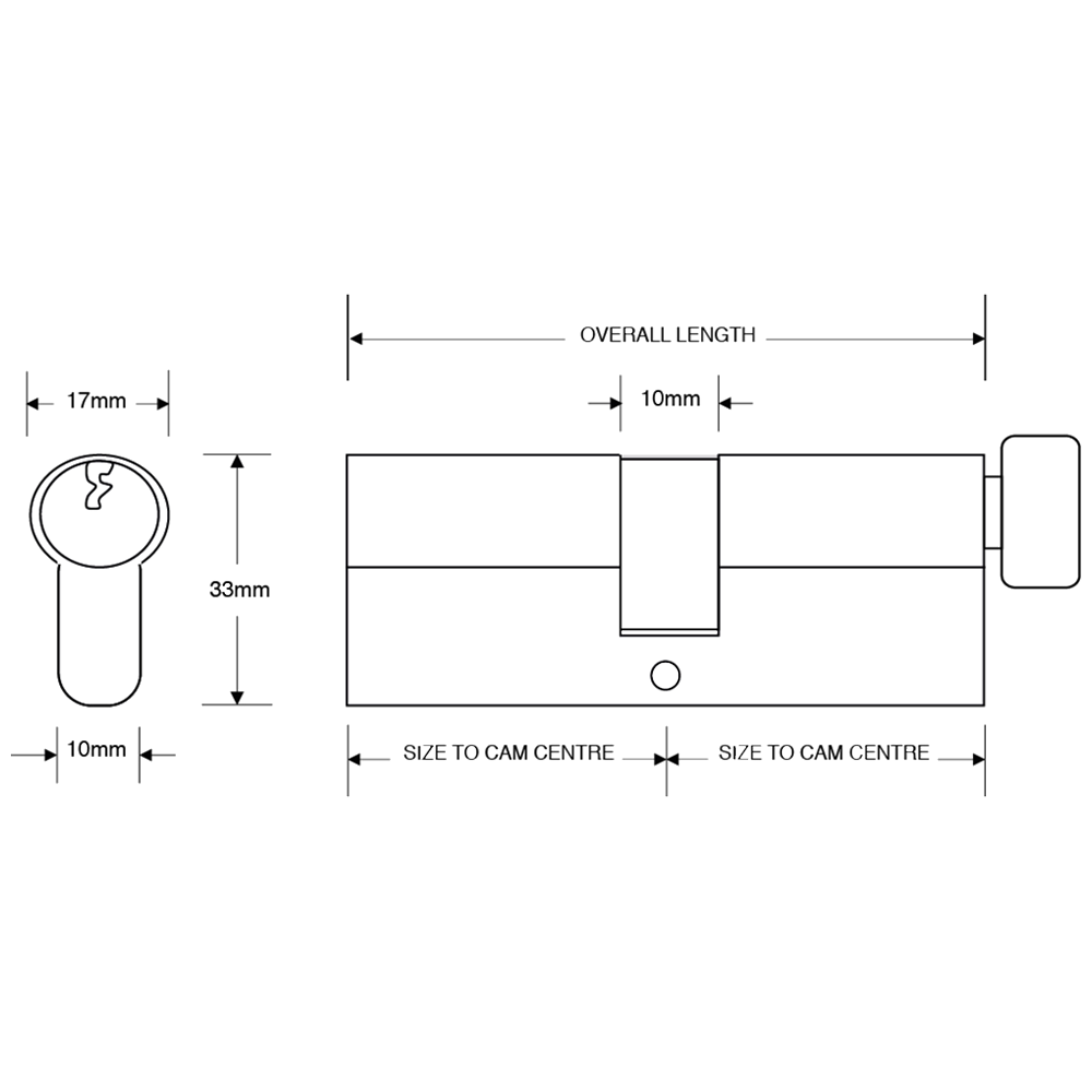 ASEC 5-Pin Euro Key & Turn Cylinder