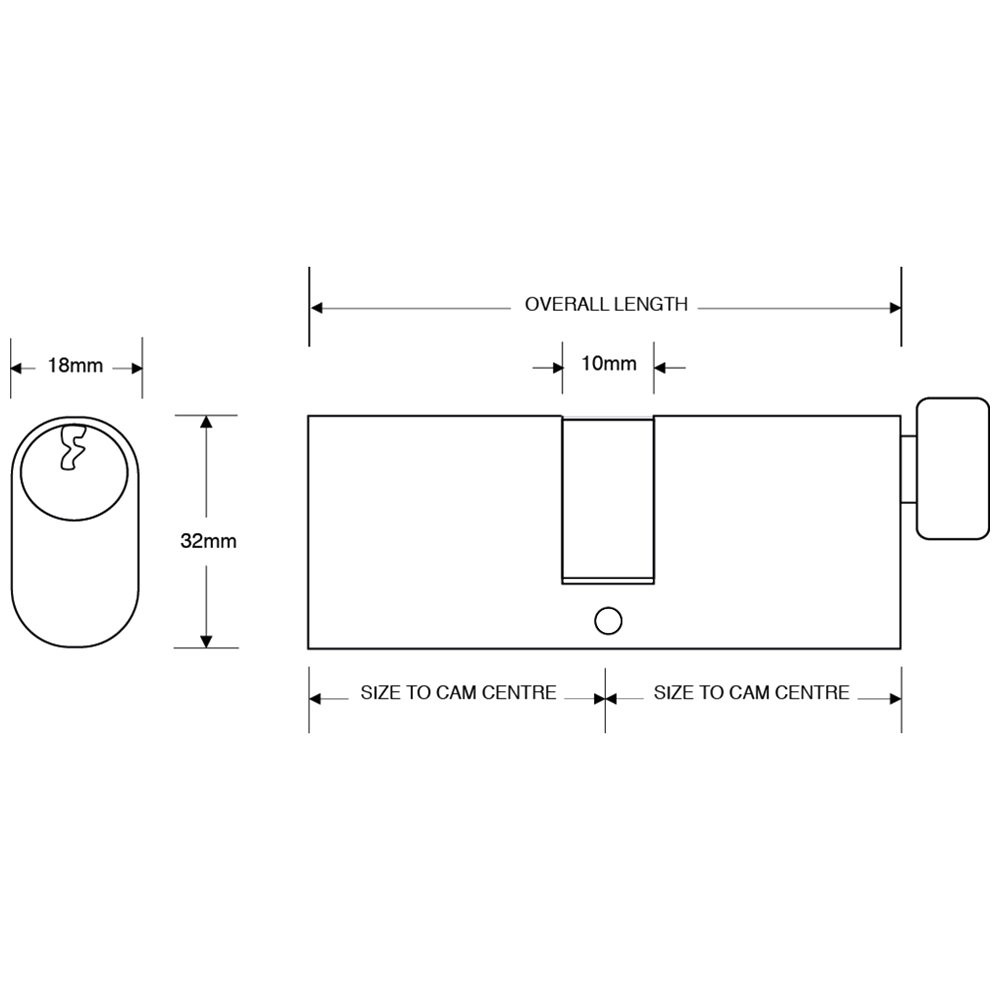 ASEC 6-Pin Oval Key & Turn Cylinder