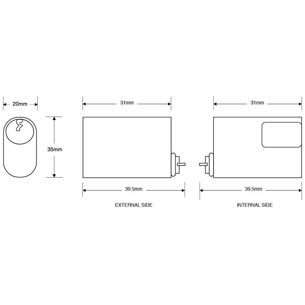 ASEC 6-Pin Scandinavian Oval External / Internal Cylinder