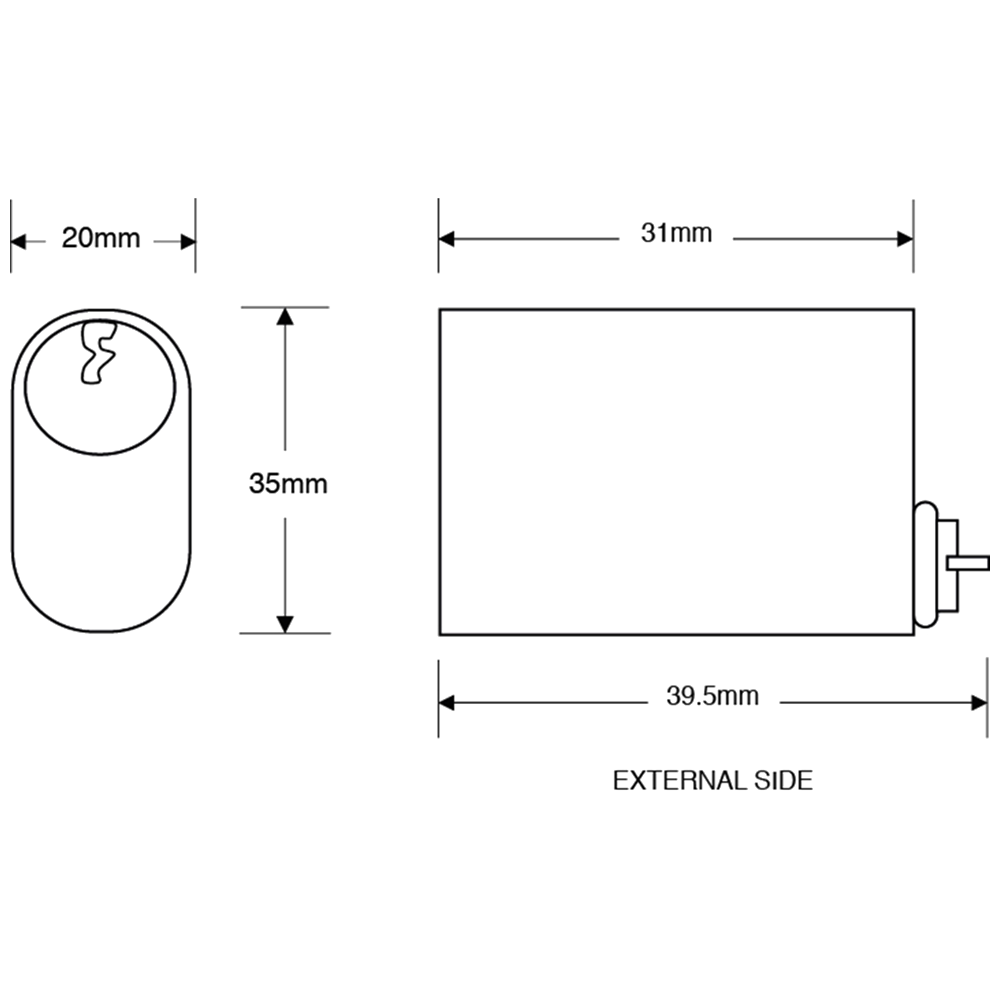 ASEC 6-Pin Scandinavian Oval External Cylinder