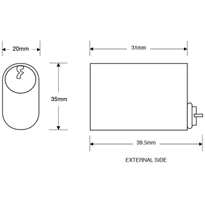 ASEC 6-Pin Scandinavian Oval External Cylinder