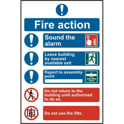 ASEC Fire Action Procedure 200mm x 300mm PVC Self Adhesive Sign