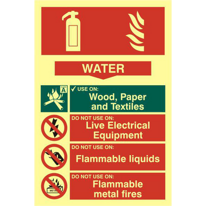 ASEC Fire Extinguisher 200mm x 300mm PVC Self Adhesive Photo luminescent Sign