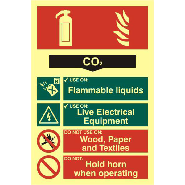 ASEC Fire Extinguisher 200mm x 300mm PVC Self Adhesive Photo luminescent Sign