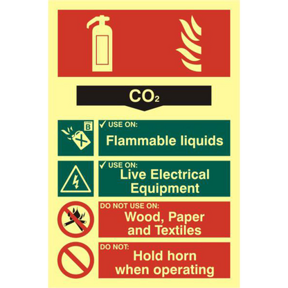 ASEC Fire Extinguisher 200mm x 300mm PVC Self Adhesive Photo luminescent Sign