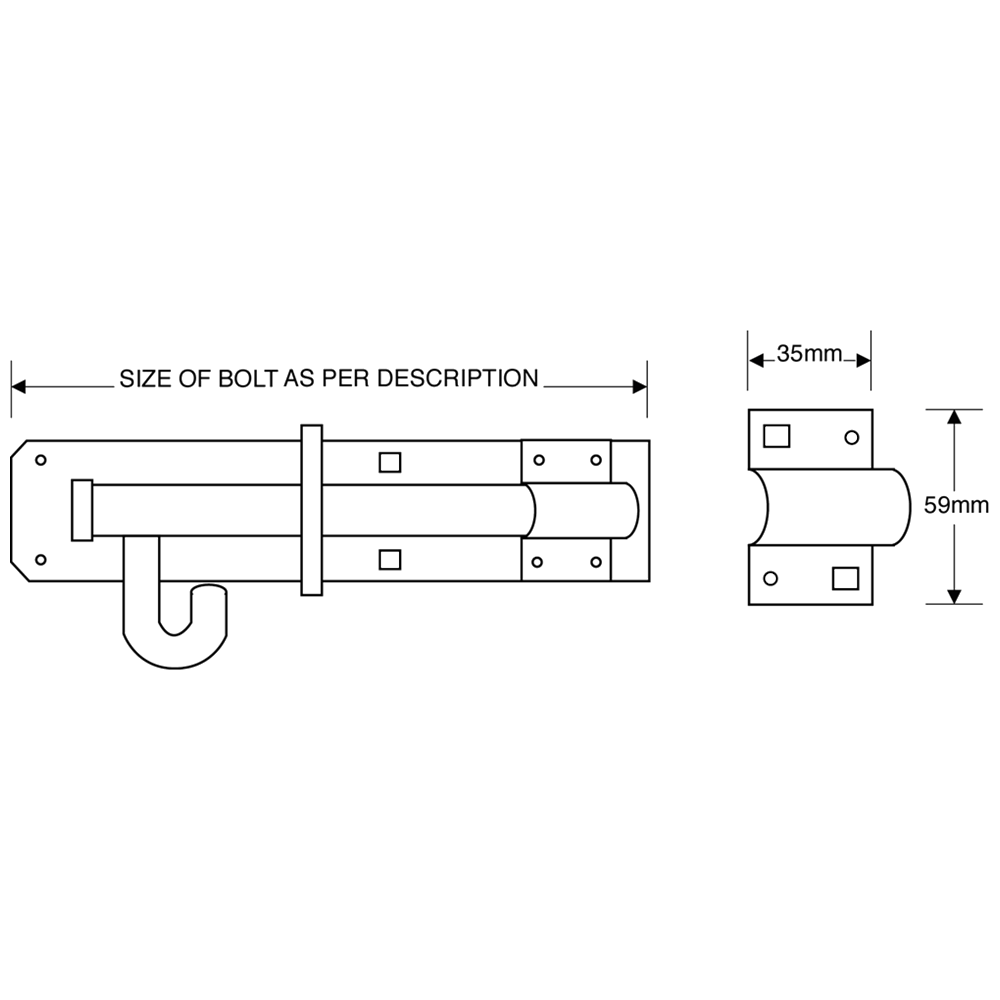 ASEC Brenton 1A Pattern Heavy Duty Padbolt