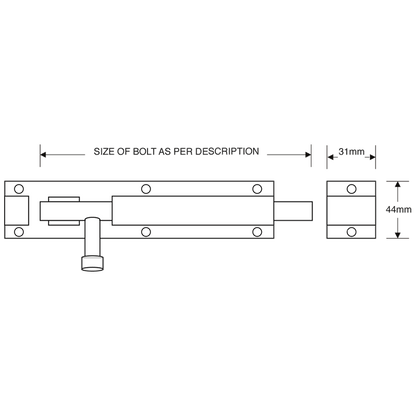 ASEC Zinc Plated Straight Tower Bolt