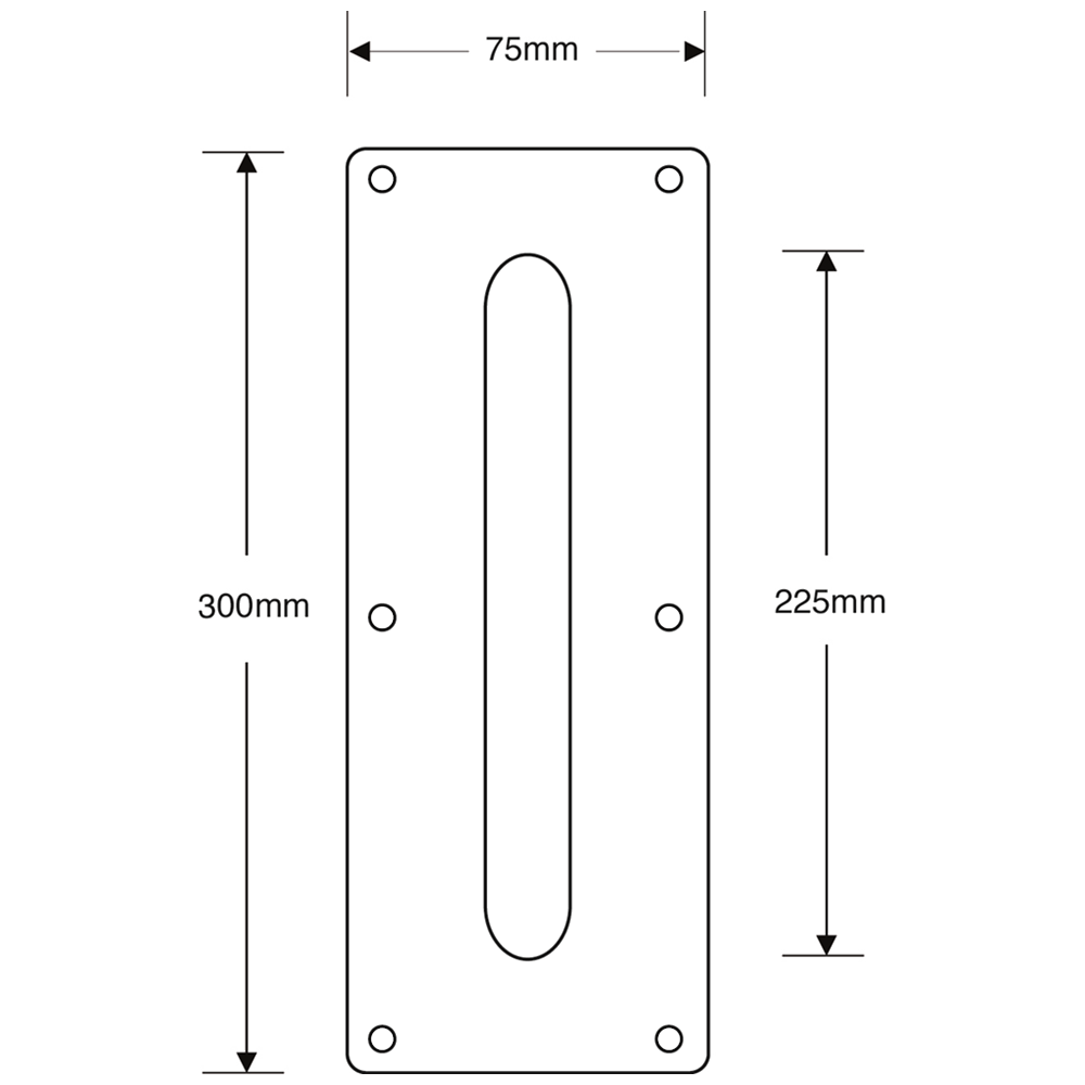 ASEC Plate Mounted 75mm Stainless Steel Pull Handle