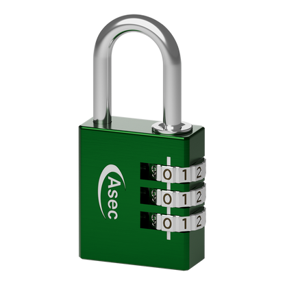 ASEC Coloured Aluminium Open Shackle Combination Padlock