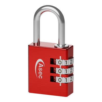 ASEC Coloured Aluminium Open Shackle Combination Padlock