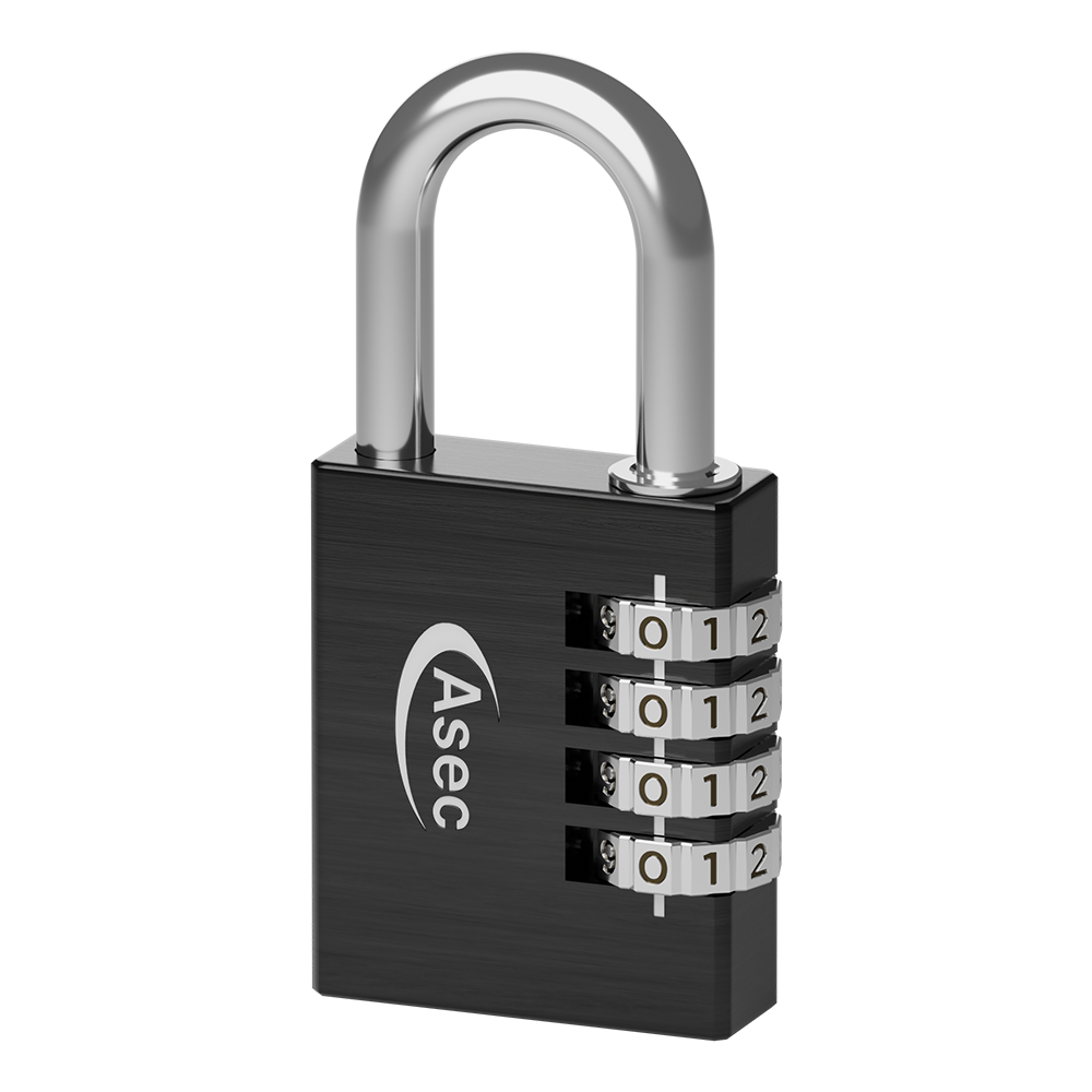 ASEC Coloured Aluminium Open Shackle Combination Padlock