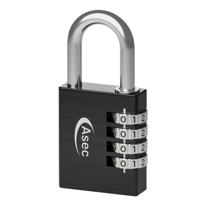 ASEC Coloured Aluminium Open Shackle Combination Padlock