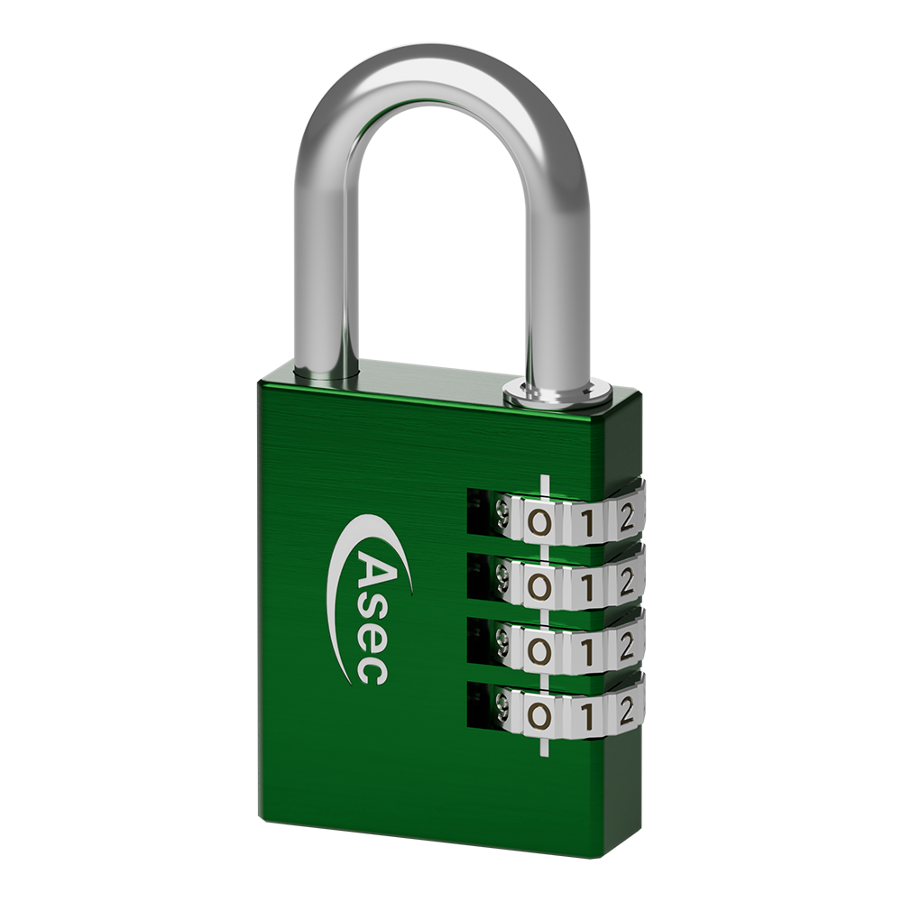 ASEC Coloured Aluminium Open Shackle Combination Padlock