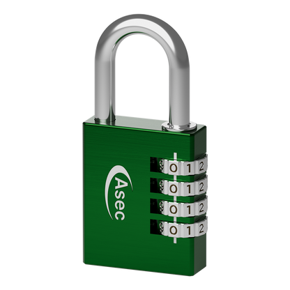 ASEC Coloured Aluminium Open Shackle Combination Padlock