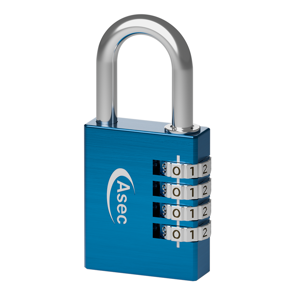 ASEC Coloured Aluminium Open Shackle Combination Padlock