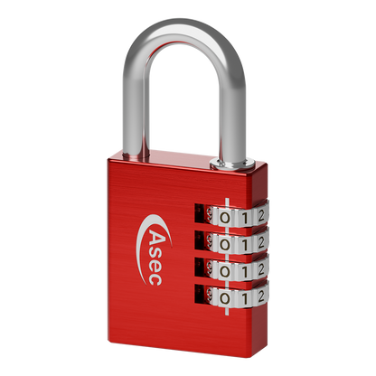 ASEC Coloured Aluminium Open Shackle Combination Padlock