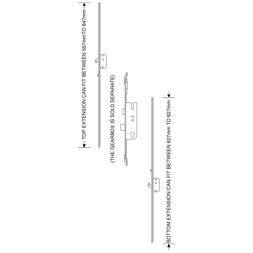 ASEC Modular Repair Lock Locking Point Extensions (UPVC Door) - 2 Hook