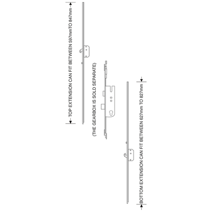 ASEC Modular Repair Lock Locking Point Extensions (UPVC Door) - 2 Hook