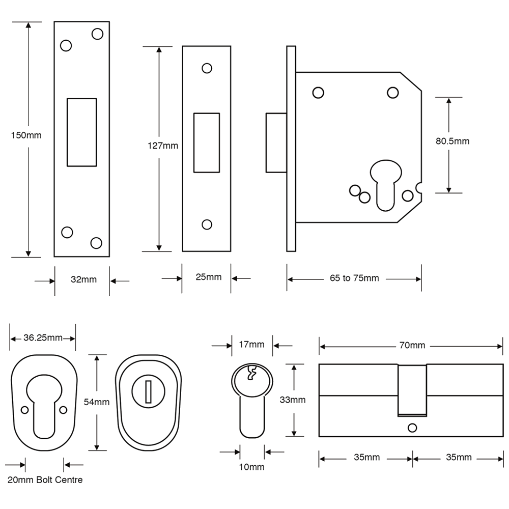 ASEC BS3621 Double Euro Mortice Deadlock