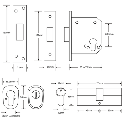 ASEC BS3621 Double Euro Mortice Deadlock