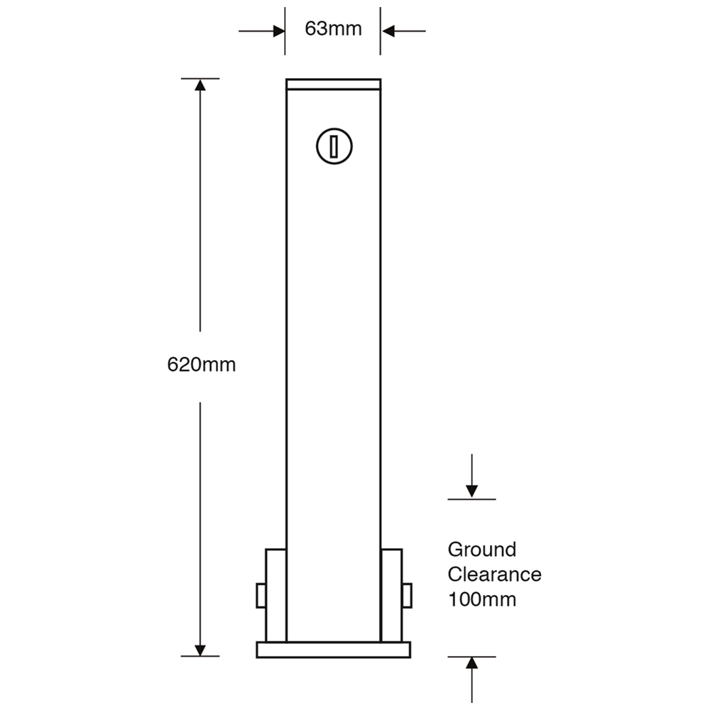 ASEC Yellow Fold Down 620mm High Parking Post