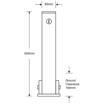 ASEC Yellow Fold Down 620mm High Parking Post