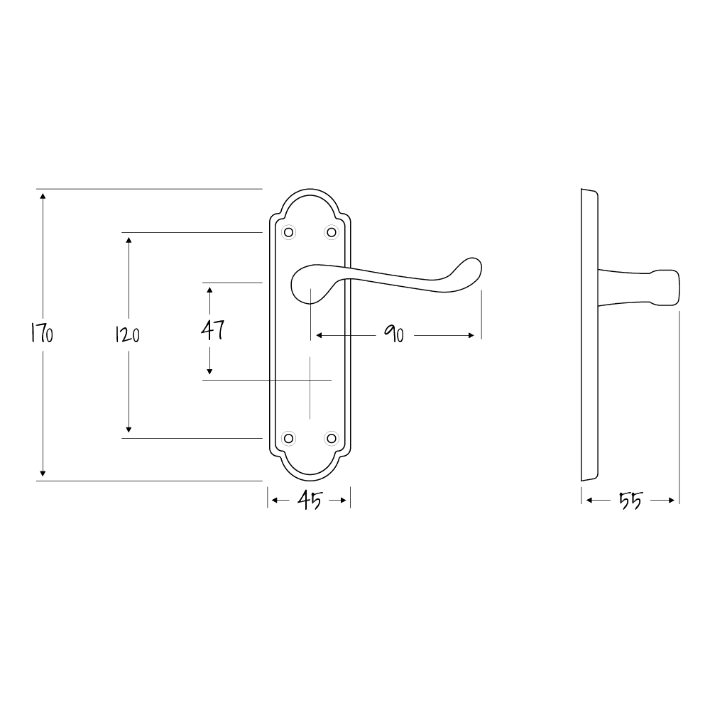 ASEC URBAN San Francisco Euro Lever on Plate Door Furniture