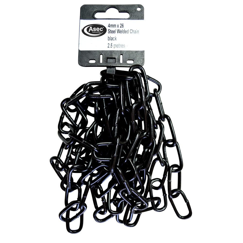 ASEC Steel Welded Chain Black 2.5m Length