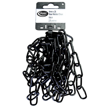 ASEC Steel Welded Chain Black 2.5m Length